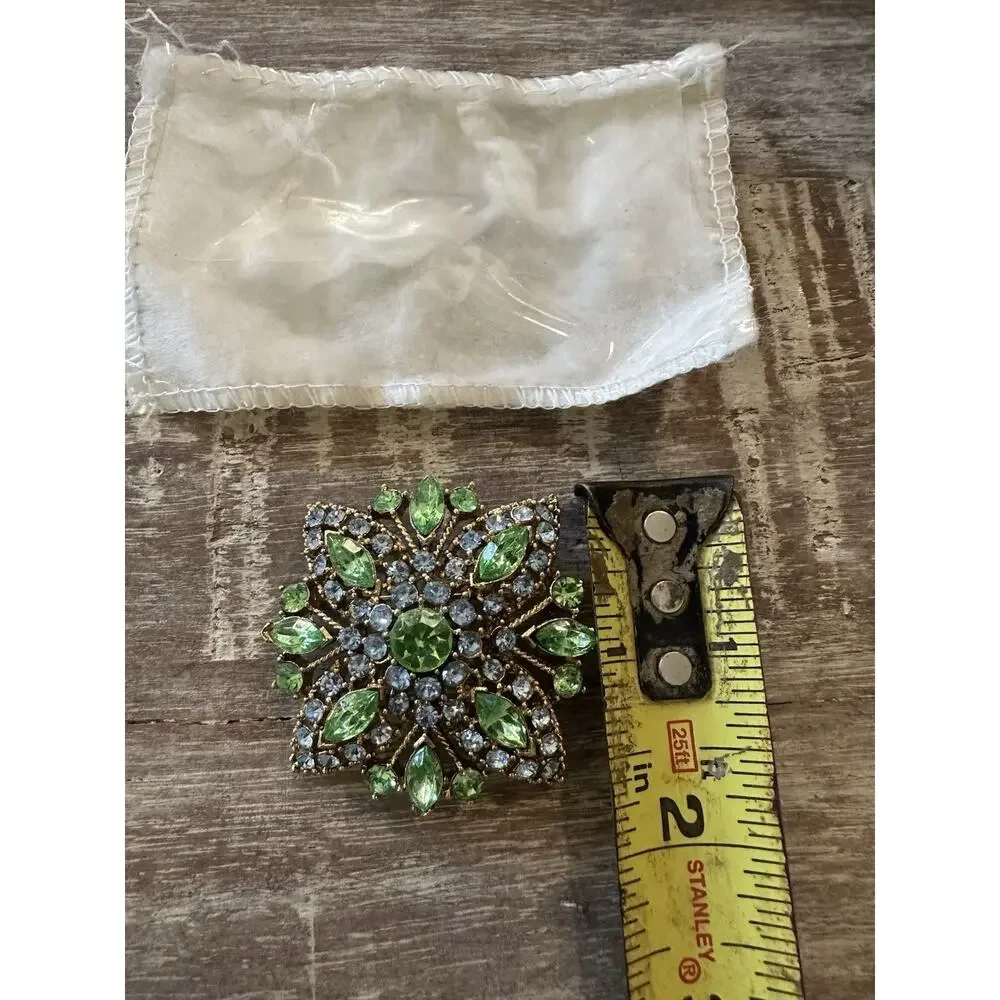 Vintage Gorgeous Large Green Blue Gold Brooch Pin